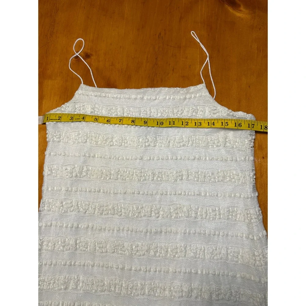 Ralph Lauren Romantic White Lace Spaghetti Strap Sheath Dress Pom Pom Detail - Picture 5 of 13